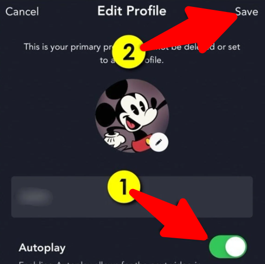 Guardar cambios en perfil Disney+