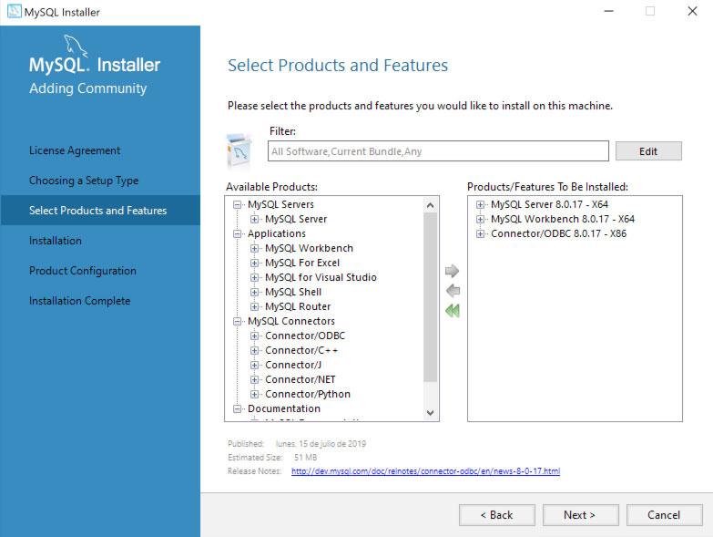 Instalación personalizada de MySQL Server