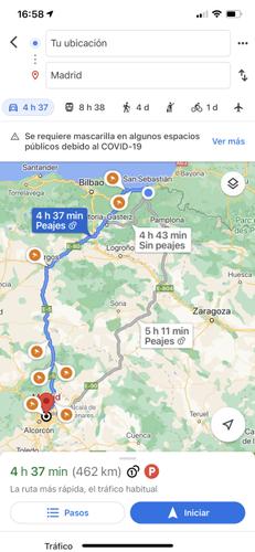 calcular ruta en google maps desde el movil en iphone