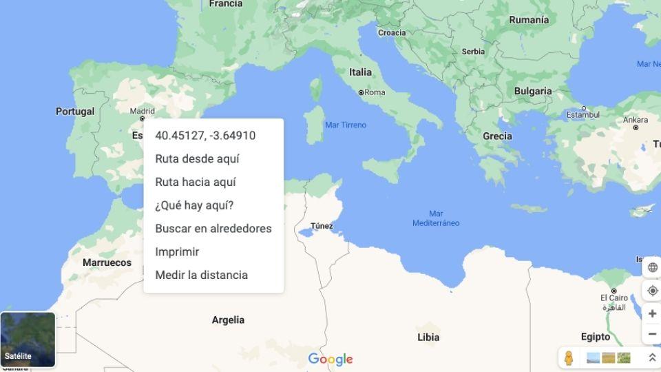 mapa de google maps para medir la distancia